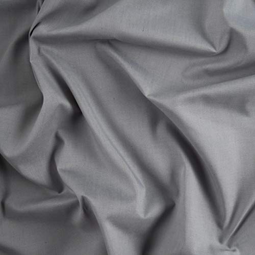 Barcelonetta | Poly Cotton Fabric | Broadcloth | 35% Cotton | 60" Wide | Lining, Sewing, Air Feel Skirt Layer | Solid (Silver, 5 Yard)