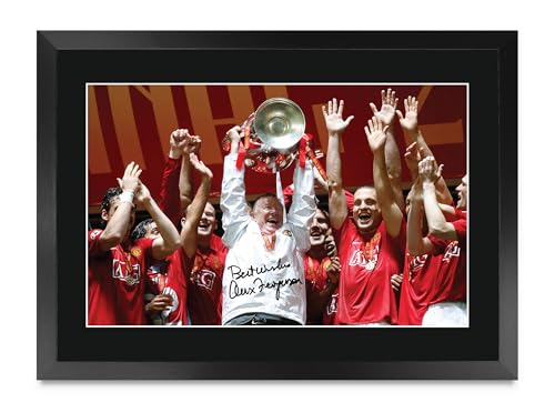 Cuadro A3 Sir Alex Ferguson Autógrafo Impreso para Aficionados del Manchester Red Devils