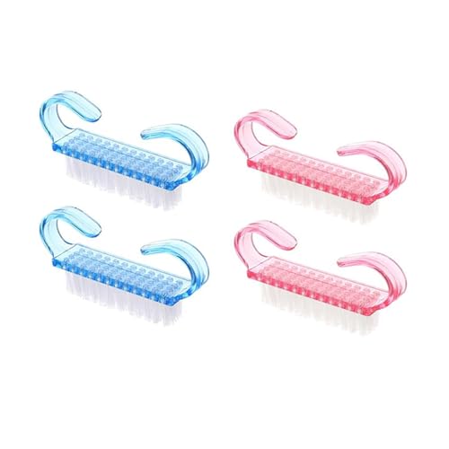 Nail Brushes - 4pcs Nail Cleaning Brush - Plastic Handle Nail Finger Tip Scrubbing Brushes - Fingernail Brush with Soft Bristles Nail Manicure Dust Brush Handle Grip Nail Brush for Nail Home&Salon Use