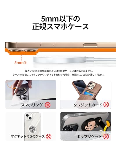 ワイヤレス充電器 マグネット式 最大15W出力 Type-Cポート MagSafe対応 無線充電器 軽量 小型 1∶1適合 强磁気吸着 iPhone 16/15/14/13/12シリーズ対応 Galaxy AirPods2/AirPods Pro 各種対応 15W/10W/7.5W/5W 置くだけ充電器