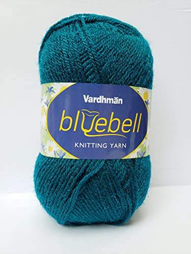 Image of Vardhman Blue Bell DK Weight Supersoft Hand Knitting & Crocheting Yarn (Pack of 1 ball - 100gram) 100% Acrylic, Multi Color Crochet Thread wool, Suitable for Craft, Babywear, Baby Blankets, Sweater, Scarf, Cap, Art & Craft - (Teal Blue - Bbell-040)