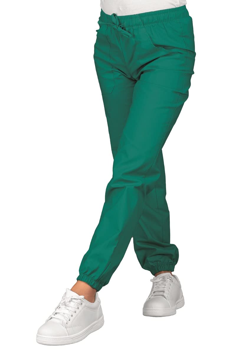Isacco Pantalone Unisex 100% Cotone C/Elastico Caviglia -Verde-M