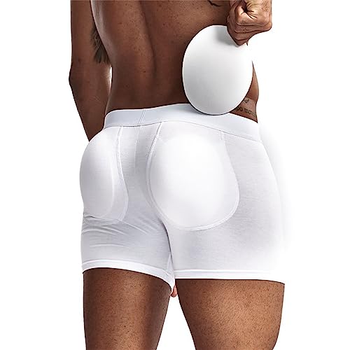 Jockmail Mens Padded Underwear Cotton Boxer Brief Body Shapewear Butt Lift Enhancer With Hip Removable Pad thumb #3