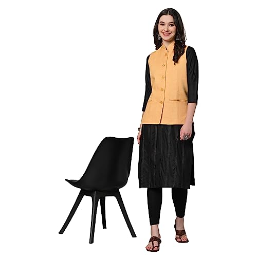 Image of Vastraa Fusion Solid Indian Traditional Ethnic Waistcoat Festive Woolen Nehru Jacket for Women