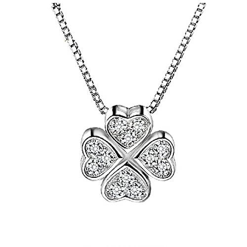 Collier ras du cou trèfle argent 925 et pendentif strass haut de gamme