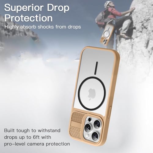 Image of KARWAN️ Magnetic Clear Back Case Cover for iPhone 14 Pro (6.1-Inch-) |Acrylic Transparent Slim | Shockproof iPhone 14 Pro Mobile Phone Back Cover [Clear Back] [TPU + Pc] [Brown]