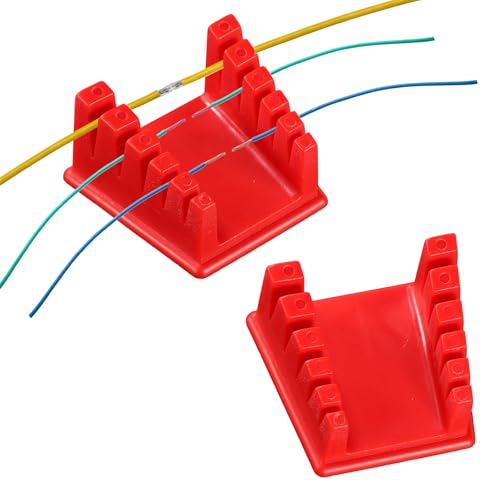 2pz Supporto per Saldatura, Morsetto per Saldatura a Stagno Supporto per Filo per Saldatore con 5 Slot Base Magnetica Adatto per Filo di Varie Dimensioni(Rosso)