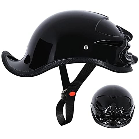 ZGFHTY Motorcycle Half Helmet Baseball Cap Open Face Skull Cap Helmet Nylon Helmet Strap Retro Personality Dovetail Design DOT/ECE Approved Suitable Adult Man Woman Scooter Cruiser 1 Cover