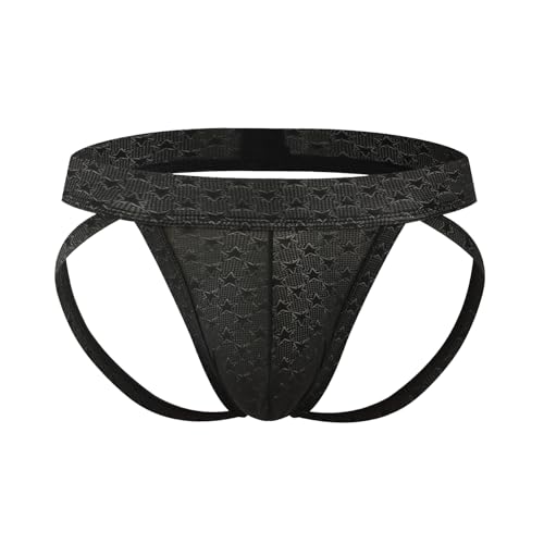 KAREN SPACE Men's Sexy Lace Jockstrap – Athletic Supporter Underwear, Black, Large