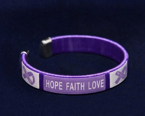 Purple Ribbon Awareness Bracelets – Purple Ribbon Bracelets for Alzheimer’s, Epilepsy, Pancreatic Cancer, Lupus, Crohn’s Disease & Fundraising -2
