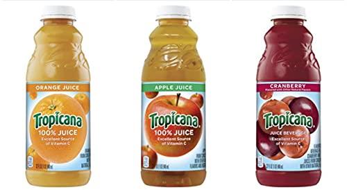 EVAXO LUV BOX - VARIETY Tropicana ,32 OZ , PACK OF 3 BOTTLES (Orange Juice , APPLE Juice,Cranberry Cocktail )