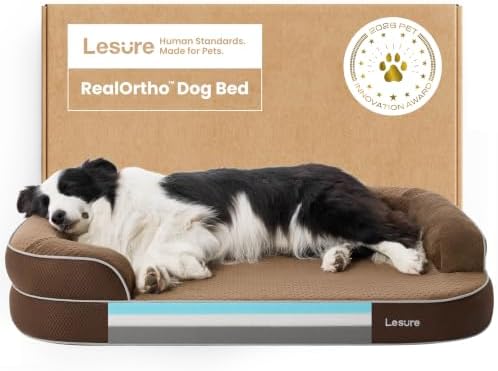 LE SURE RealOrtho™ Memory-Schaum Hundebett groß - orthopädisches Hundesofa | Premium 3-Schicht Stützschaum Hundekorb, Senioren-Gelenkschutz, wasserdichter & waschbarer Bezug für Ti