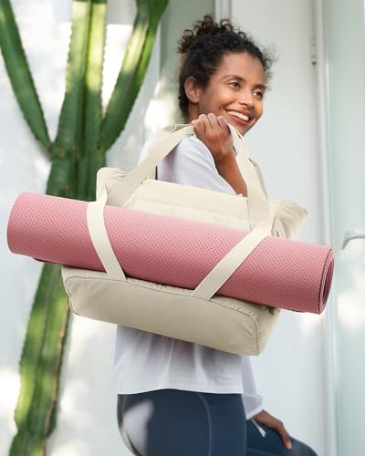 BAGSMART Bolsa feminina com zíper, bolsa de ginástica acolchoada com alças de tapete de ioga para vi