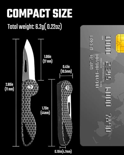 KeyUnity KK05 Mini Titanium Pocket Knife for Everyday Carry- Razor Sharp Folding Blade, Lightweight EDC Tool for Camping, Hiking and Outdoor (Hex Black) - Image 3