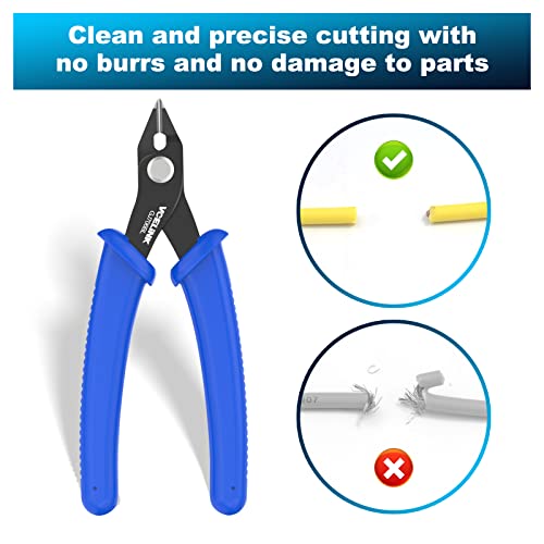 Vcelink Small Wire Cutter Spring-Loaded Gj706Bl, Precision Flush Cutter Pliers Diagonal Cutters For Electronics, Jewelry Making, Model Craft And 3D Printer, 5-Inch #TOP4