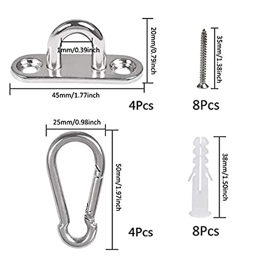 Gancho de anel de grampo de metal | Gancho de teto oval de aço inoxidável,4 Pçs Anéis Gancho Loop Re