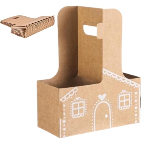 Scatola regalo natalizia/portabicchieri a forma di casetta di pan di zenzero, grandi scatole for bevande e dolcetti a forma di casetta di pan di zenzero, porta caramelle natalizie for regali(20PCS)