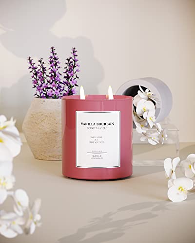 Rakle Candles For Home Scented – Vanilla Bourbon Scented Candle 16.9 Oz – Premium Soy Wax Blend Candle Jar With Lid For Home, Meditation, Aromatherapy – Delightful Long Lasting Scents #TOP2