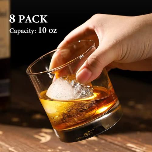 Qipecedm 8 Pack Whiskey Glasses, 10 Oz Crystal Scotch Glasses Old Fashioned Whiskey Glasses/Style Glassware For Bourbon/Rum Glasses/Tumbler Whiskey Glasses, Clear #TOP2