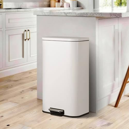 Bote de basura rectangular de acero inoxidable 30L con tapa suave miniatura 5