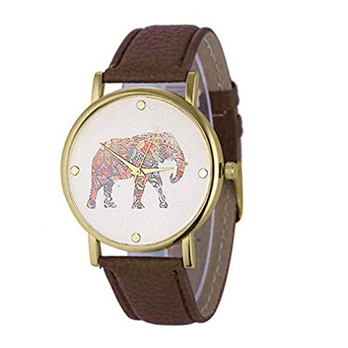 ITVIP Geneva - Reloj de cuarzo para mujer con diseño de elefante, color, marrón, 240, Correa ITVIP Geneva - Reloj de cuarzo para mujer con diseño de elefante, color, marrón, 240, Correa