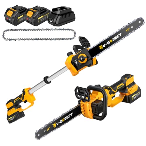 Image of V-MODEST 21V Brushless Telescopic Chainsaw - 12" Lightweight Battery Powered Chainsaw，Cordless Electric Chain Saw with 2 x 4.0Ah Lithium-ion Batteries Chainsaws for Tree Trimming, Branch Pruning