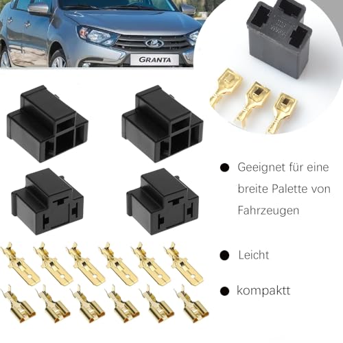 4x H4 Ersatz-Scheinwerferstecker, Birne Reparatur Halter Stecker 3-Pin-Stecker und -Fassungen für Glühlampen, Kabel, Autozubehör