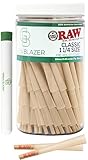 RAW Cones 1 1/4 Size: 150 Pack Patented Slow Burning Pre Rolled Rolling Papers & Tips, Classic Raw...