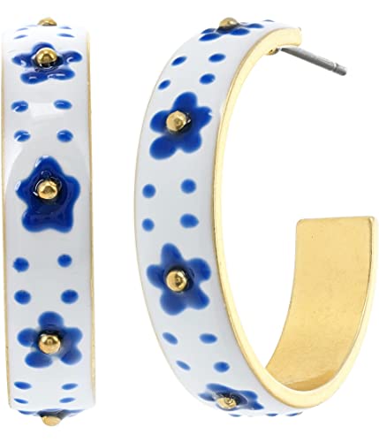 Madewell Painted Picnic Hoop Earrings Vintage Gold One Size #TOP5