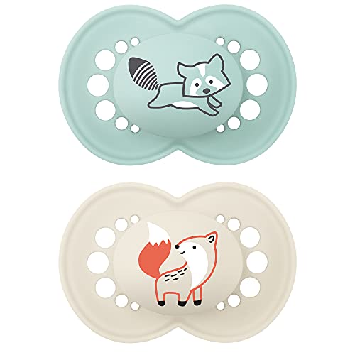 Image of MAM Original Matte Baby Pacifier, Nipple Shape Helps Promote Healthy Oral Development, Sterilizer Case, Boy, 6-16 Months (Pack of 2)