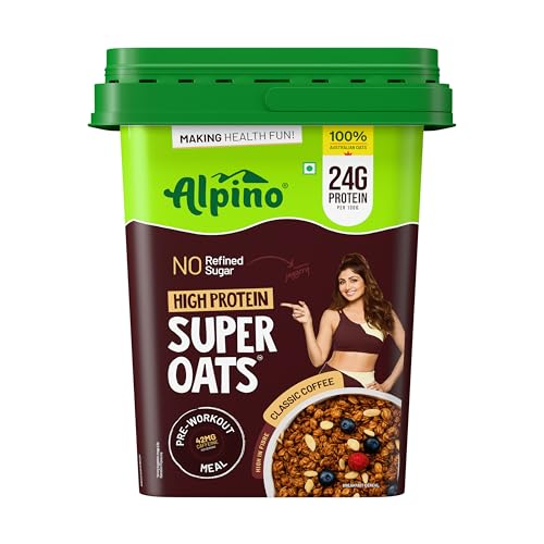 Image of ALPINO 24% High Protein Super Oats Classic Coffee 2.5kg - Rolled Oats, Natural Peanut Butter, Coffee Extract, Jaggery Powder - 24g Protein, Source of Dietary Fibre & Healthy Fats, No Refined Sugar & Salt