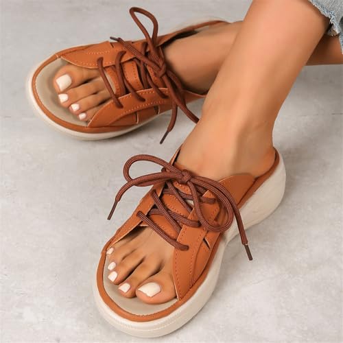 Sandalias deportivas de plataforma estables con cordones regulables para caminar 3