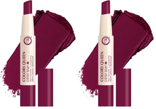 Image of Colors Queen Color Stay Matte Lipstick | Highly Pigmented with Smooth One Swipe Application | Ultra Matte Finish | Smudge Proof & Waterproof | Long Lasting Lipstick for Women (13 - Wine, 2.1g)