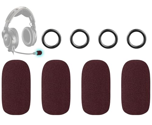 Image of SOULWIT Replacement Mic Cover for Bose A20 /A30 Aviation Headset, Microphone Spongue Filter 4-Pack Foam Cover WindScreen - Burgundy