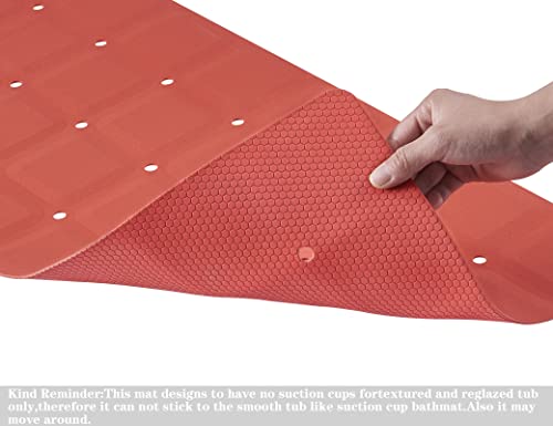 Webos Foldable Non Slip Silicon Bath Mat Bathtub Mat Shower Mats No Suction Cups For Textured Tub And Reglazed Tub(Foldable-Red, 28-Inch X 14-Inch) #TOP3