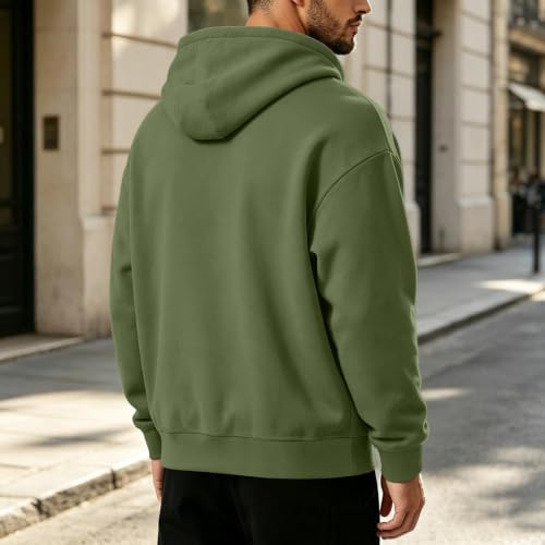 Mens Pullover Hoodie Chest Patch Zip Pocket Rib Cuffs Streetwear Sweatshirt - image 9