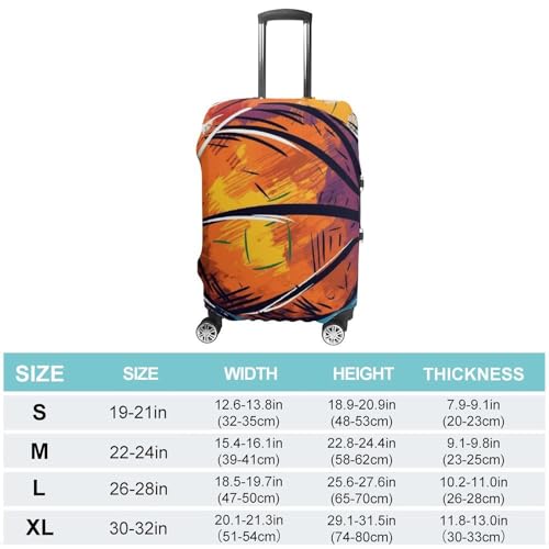 Colorful Basketball Luggage Cover, Washable Elastic Suitcase Cover Protector Fit 18-32 Inch Luggage2