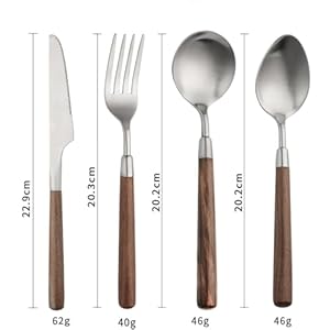 24-Piece Matte Silverware Set GULSARAYI Wood Handle Flatware Set for 6 Cutlery 18 8 Stainless Steel Utensil Sets Spoons And Forks Set Walnut Handle Ergonomic Durable Daily Household Use 24 Piece Matte Silverware Set GULSARAYI Wood Handle Flatware Set for 6 Cutlery 18 8 Stainless Steel Utensil Sets Spoons And Forks Set Walnut Handle Ergonomic Durable Daily Household Use