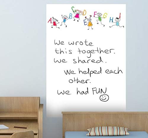 Image of DreamKraft Whiteboard Sticker Roll for Wall (45x200 cm / 1.5x6.5 ft) Self Adhesive, Removable, Waterproof Dry Erase Sheet .Includes Marker for Home, Office, Kids, School Use