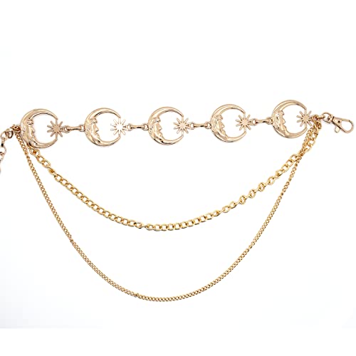 Women’s Moon Sun Metal Link Waist Chain Belts Dress Belt Rave Body Jewelries Skirt Jeans Accessories3