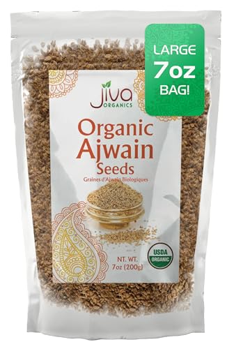 Jiva Organics Organic Ajwain Seeds 7 ounce Bag - Whole Carom Seed, Ajamo, 100% Natural & Non-GMO