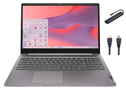 Image of Lenovo IdeaPad 3i Chromebook 15.6 inch FHD Business Laptop, Intel Celeron N4500, 4GB Memory, 64GB eMMC, Chrome OS, Artic Grey with TGY Accessories