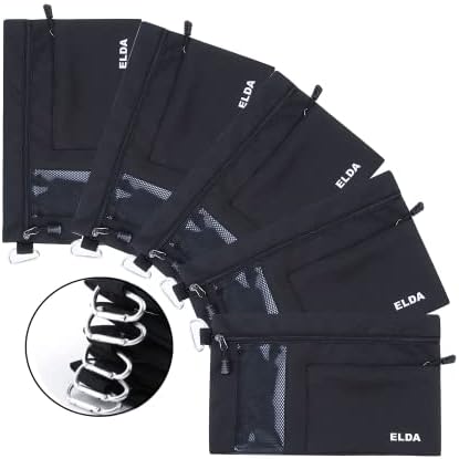 ELDA Zipper Tool Pouches Water Resistant Utility Tools Organizer Tool Bags Heavy Duty with Carabiner Multi-Purpose Storage Pouch on Tote Bag, 5 Pack