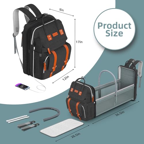 Image of ISMGN Diaper Bag Backpack with Changing Station, Large Diaper Bag, Baby Bag, Black Diaper Bag, Black