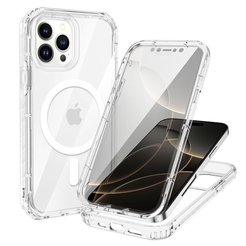XTCASE Funda Magnética para iPhone 12/12 Pro [Compatible con MagSafe], Carcase Protección de 360 Grados con Protector de Pantalla Integrado, Protección A Prueba de Golpes y Arañazos, Transparente