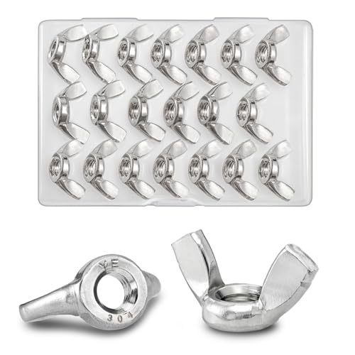 20PCS 1/4"-20 Wing Nuts,304 Stainless Steel Butterfly Wing Nuts