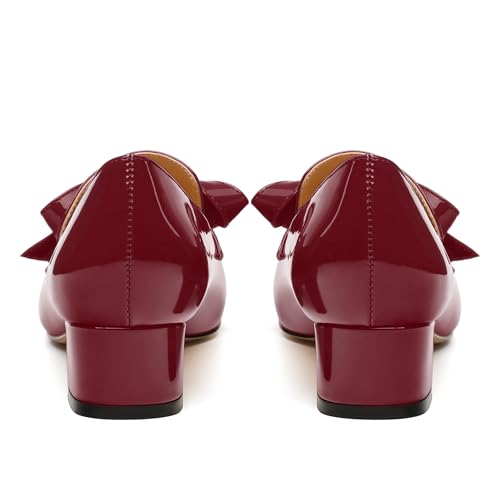 Image of Womens Loafer with Heel, Comfortable Chunky Heels for Women, Loafers Shoes with Bowknot Womens Bunion Dress Shoes