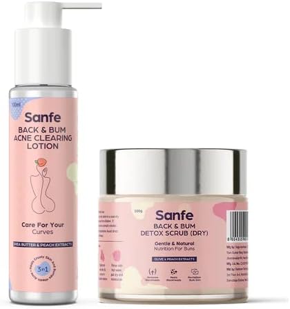 Sanfe Back & Bum Acne Clearing Lotion - 100ml + Sanfe Back & Bum Detox Scrub-Dry - 100gm