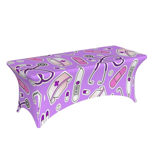Nappe extensible violette lavable pour protéger et habiller une table de 1,8m