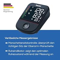 Beurer BM 48 Oberarm Blutdruckmessgerät, einfache Ein-Knopf-Bedienung, sanfte & schnelle Messung, Arrhythmie-Erkennung, Manschette, mit App, Datenübertragung zu Apple Health und co., Schwarz – Ansicht 6